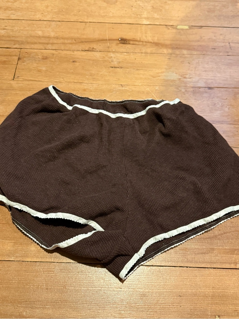 & Other Stories Brown Athletic Shorts with White Trim